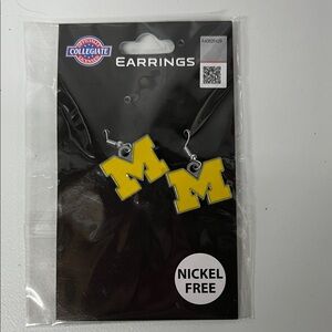 University of Michigan Yellow Block M Dangle Earrings